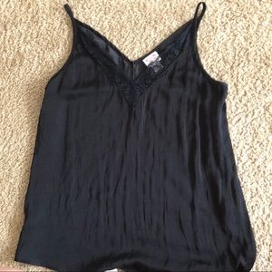 Black Satin Lace Tank